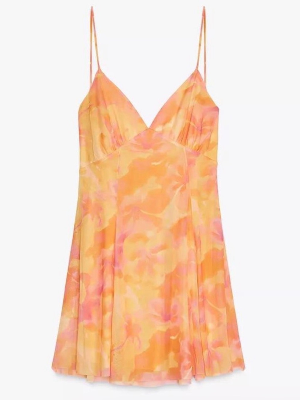 NWT ZARA Mini Orange and Pink Floral Slip Dress